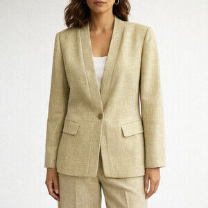Vintage Dana Buchman x Holt Renfrew Light Beige Linen Blend Blazer 8